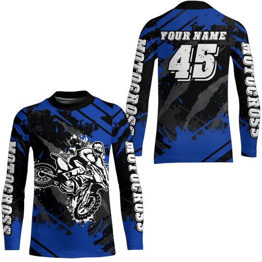 Custom Blue Motocross Jersey for Men Women Upf30+ Dirt Bike Shirt Motorcycle Jersey| CTP101