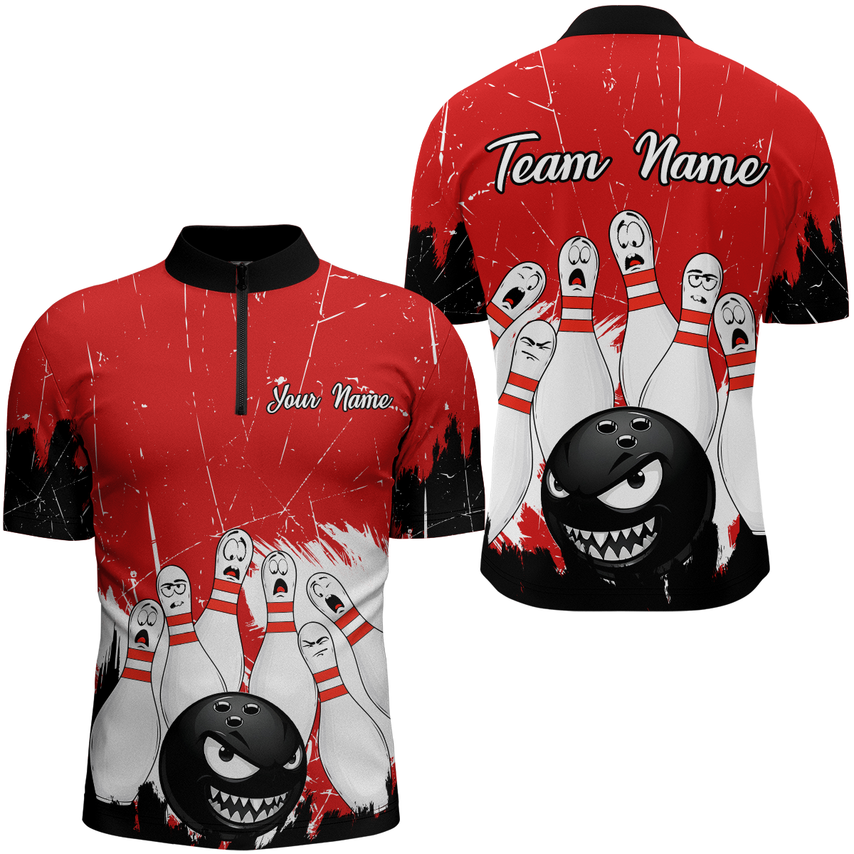 Red Bowling Jersey Men And Women Custom Funny Bowling Shirts Unisex Polo Bowling Team Shirt CP15