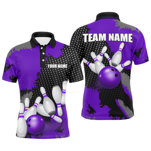Purple Bowling Jersey Men Women Custom Bowling Team Shirts Unisex Bowling Polo Quarter-zip CP27