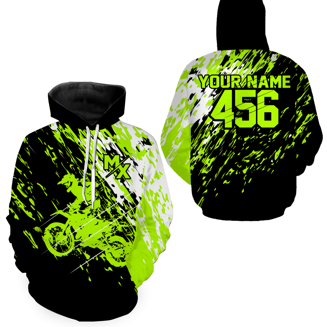 Custom Dirt Bike Hoodie Green Motocross Hoodie Mens Women Motocross Hooded Jersey| CTP20
