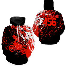 Load image into Gallery viewer, Custom Dirt Bike Hoodie Red Motocross Hoodie Mens Women Motocross Hooded Jersey| CTP20