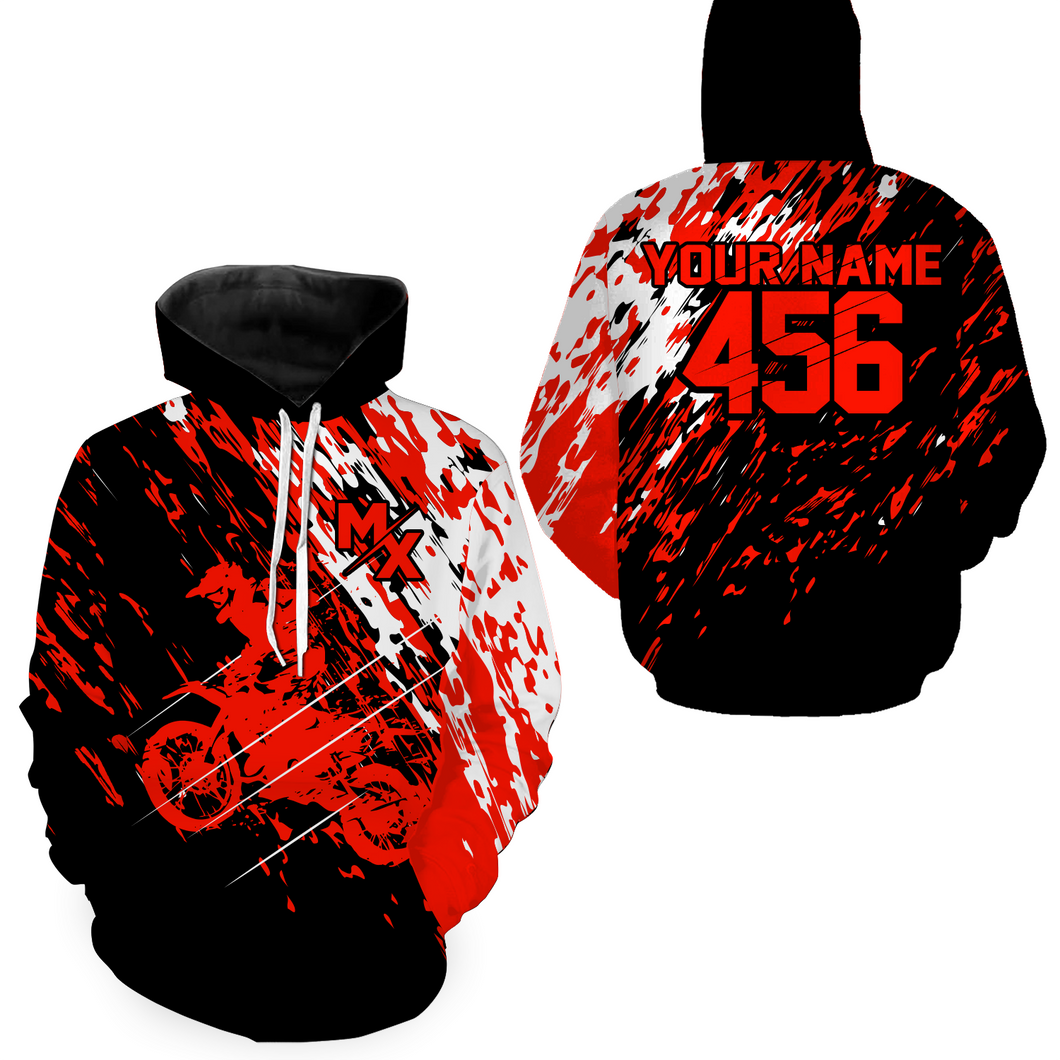 Custom Dirt Bike Hoodie Red Motocross Hoodie Mens Women Motocross Hooded Jersey| CTP20