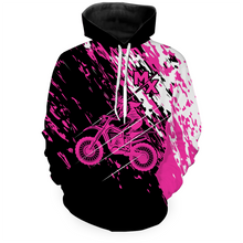 Load image into Gallery viewer, Custom Dirt Bike Hoodie Pink Motocross Hoodie Mens Women Motocross Hooded Jersey| CTP20