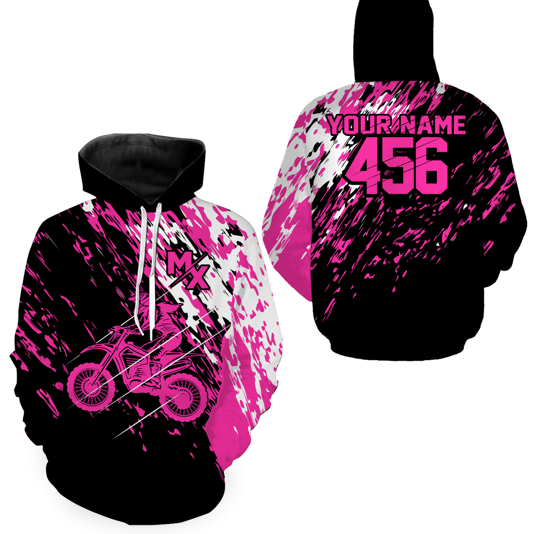Custom Dirt Bike Hoodie Pink Motocross Hoodie Mens Women Motocross Hooded Jersey| CTP20
