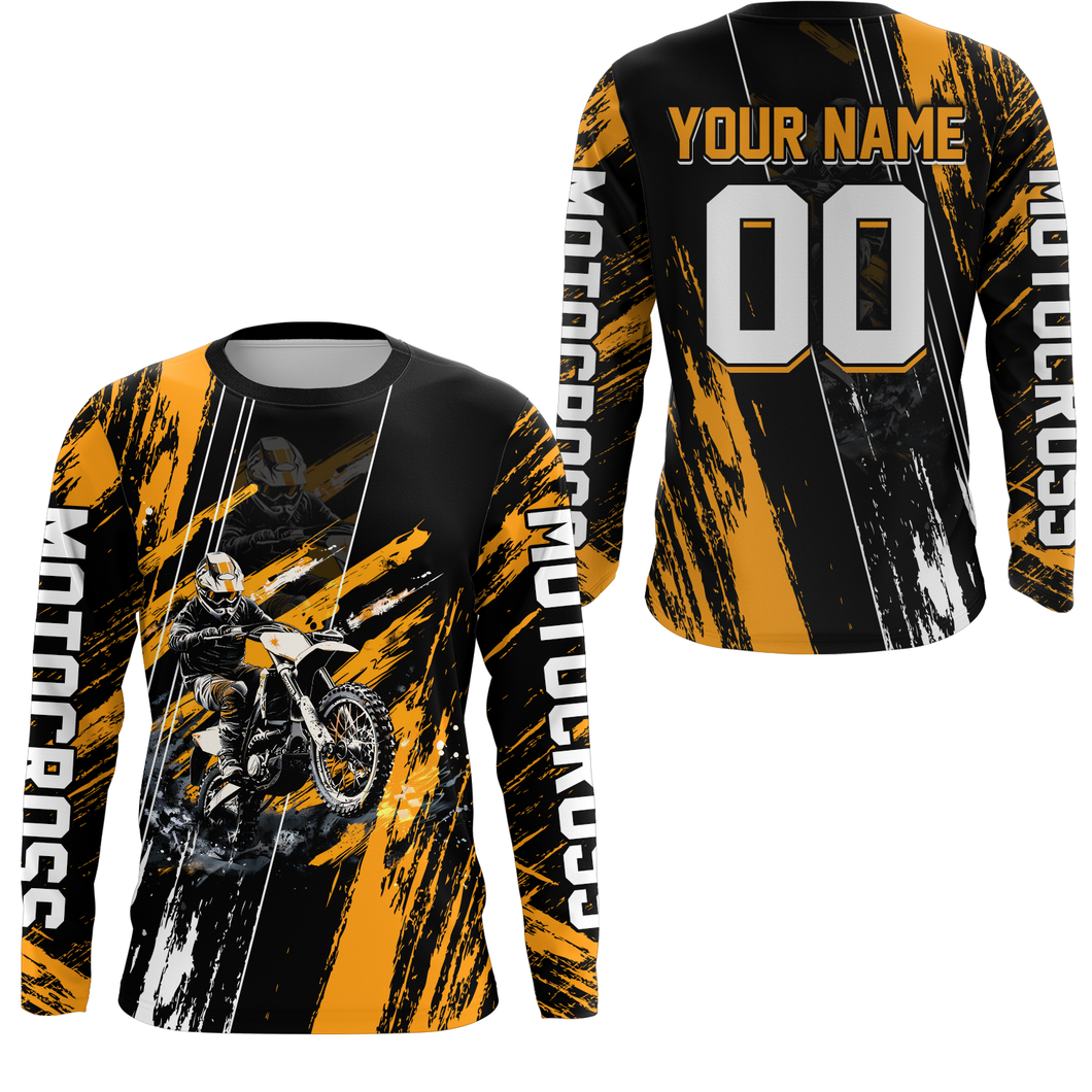 Adult&Kid Orange Dirt Bike Jersey Motocross Jersey Upf30+ Custom Mens Women Off-Road Jersey| CTP05