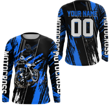 Load image into Gallery viewer, Adult&amp;Kid Blue Dirt Bike Jersey Motocross Jersey Upf30+ Custom Mens Women Off-Road Jersey| CTP05