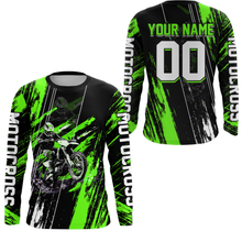 Load image into Gallery viewer, Adult&amp;Kid Green Dirt Bike Jersey Motocross Jersey Upf30+ Custom Mens Women Off-Road Jersey| CTP05