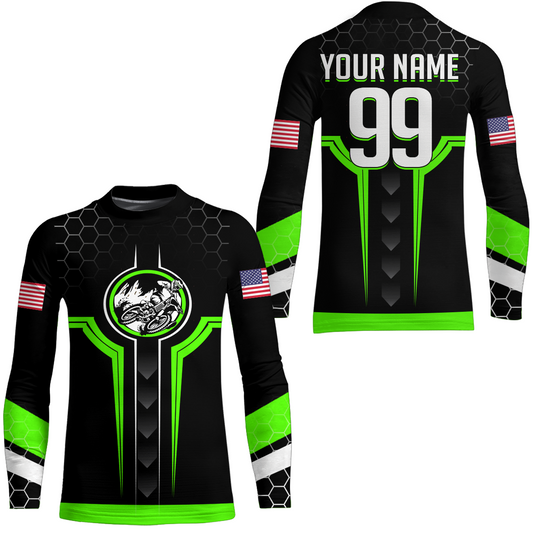 Adult&Kid Green Custom Dirt Bike Jersey Motocross Jersey Upf30+ Motocross Shirt| CTP78