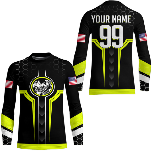 Adult&Kid Yellow Custom Dirt Bike Jersey Motocross Jersey Upf30+ Motocross Shirt| CTP78