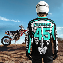 Load image into Gallery viewer, Turquoise Bone Motocross Racing Jersey UPF30+ MX Racing Dirt Bike Jersey Kid Men Women DNT01