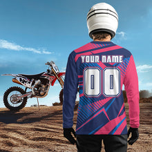 Load image into Gallery viewer, Bue and Pink Motocross Jersey Custom Dirt Bike Jersey for Women Men Kid Upf30+ XM360