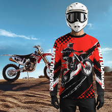 Load image into Gallery viewer, Personalized Red Racing Jersey Motocross for Men Women Kid Upf30+ Youth Off-Road Racing Jersey DNT02