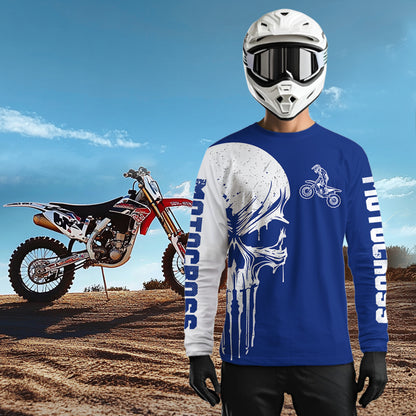 Custom Skull Motocross Jersey for Kid Men Women Blue Skull Dirt Bike Racing Shirt XM335