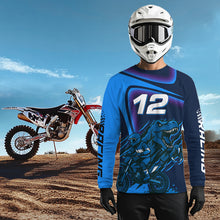 Load image into Gallery viewer, Dinosaur Motocross Jersey Custom Blue Dirt Bike Jersey for Women Men Kid Upf30+ XM366