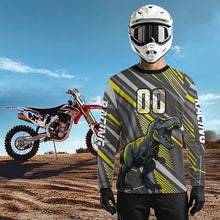 Load image into Gallery viewer, Dinosaur Motocross Jersey Yellow&amp;Grey Dirt Bike Jersey for Men Kid Women Upf30+ XM349