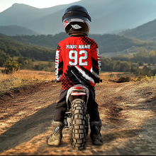 Load image into Gallery viewer, Personalized Red Racing Jersey Motocross for Men Women Kid Upf30+ Youth Off-Road Racing Jersey DNT02