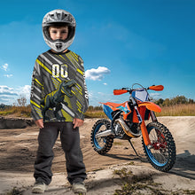 Load image into Gallery viewer, Dinosaur Motocross Jersey Yellow&amp;Grey Dirt Bike Jersey for Men Kid Women Upf30+ XM349