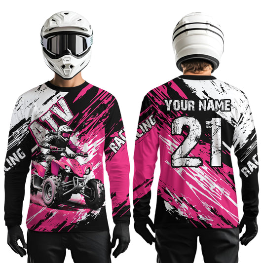 Pink Atv Motocross Jersey Custom Off-Road Quad Bike Shirt For Men Women Kid Youth Mx Dirt Bike NHN006