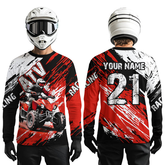 Red Atv Motocross Jersey Custom Off-Road Quad Bike Shirt For Men Women Kid Youth Mx Dirt Bike NHN006