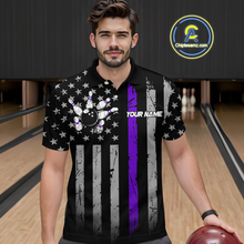 Load image into Gallery viewer, Custom Purple US Flag Eagle Bowling Jersey for Men Bowling Team Shirts Polo &amp; 1/4 Zip HNT119