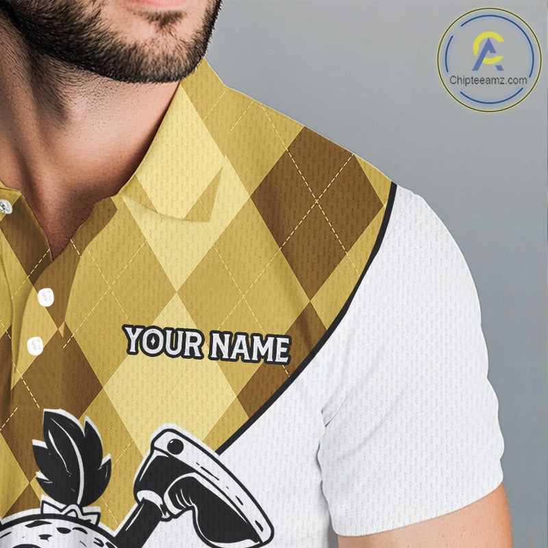 Funny Golf Ball Pattern Argyle Mens Golf Polo Shirts Custom Golf Outfits Men, Green Golf Tops NHT786