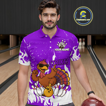 Load image into Gallery viewer, Custom Purple Funny Turkey Bowling Jersey for Men Thanksgiving Bowling Team Shirts HNT115