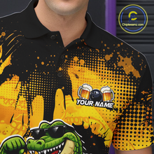 Load image into Gallery viewer, Custom Beer Alligator Bowling Jersey for Men Bowling Polo &amp; 1/4 Zip Bowling Team Shirts HNT271