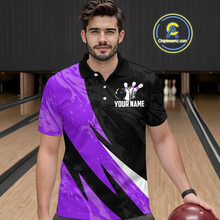 Load image into Gallery viewer, Custom Purple Bowling Custom Men Bowling Shirt Polo &amp; Quarter-Zip Bowling Team Jerseys HNT75