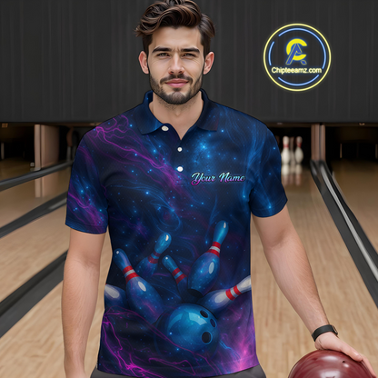 Watercolor Galaxy Bowling Shirts for Men Women Team Custom Bowling Polo & Quarter Zip MBL146