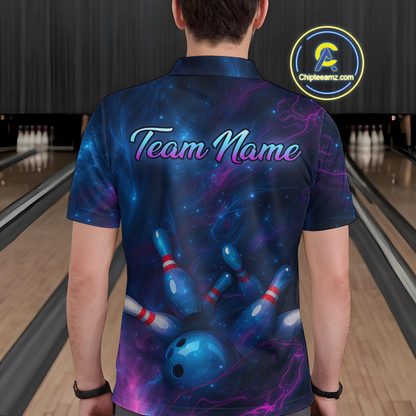 Watercolor Galaxy Bowling Shirts for Men Women Team Custom Bowling Polo & Quarter Zip MBL146