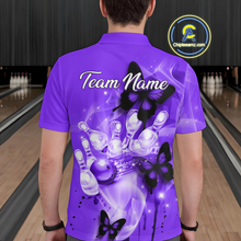 Load image into Gallery viewer, Custom Purple Butterflies Bowling Shirts for Men Women Team MBL120