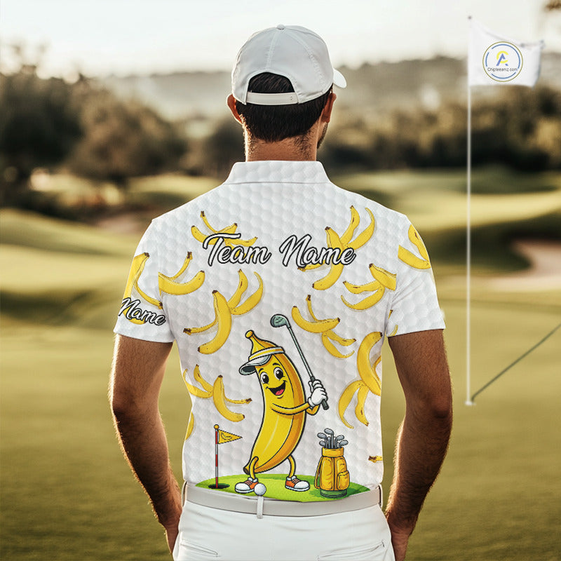 Funny Banana Pattern Golf Men's Polo Shirt, Team Golf Clothes, Golf Gifts NBT610