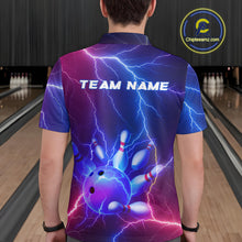 Load image into Gallery viewer, Purple Lightning Bowling Shirts for Men Women Custom Team Bowling Jerseys MBL155