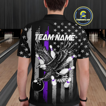 Load image into Gallery viewer, Custom Purple US Flag Eagle Bowling Jersey for Men Bowling Team Shirts Polo &amp; 1/4 Zip HNT119
