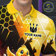 Load image into Gallery viewer, Custom Funny Duck Bowling Team Shirt for Men Yellow Bowling League Jersey Polo &amp; 1/4 Bowling Outfit  QZT958