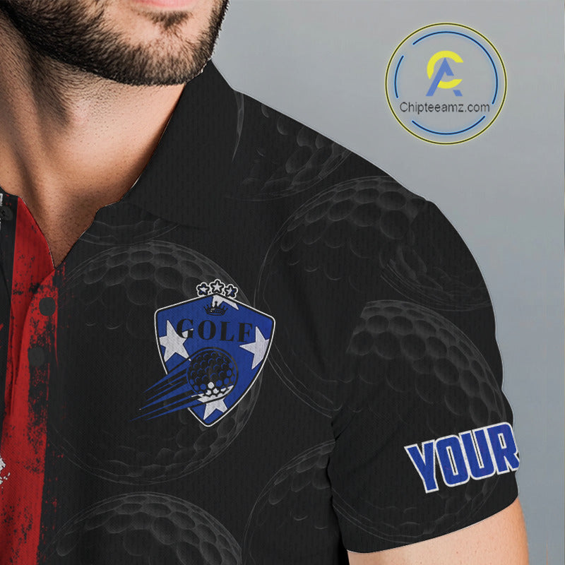Custom Mens Golf Polo Shirt USA Flag, Golf Family Team Shirt, School Team Golf Shirt, Patriotic Golf Shirt NHT715