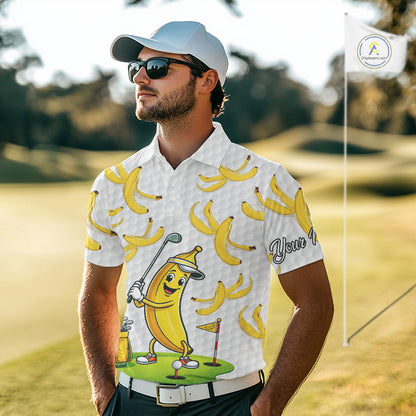 Funny Banana Pattern Golf Men's Polo Shirt, Team Golf Clothes, Golf Gifts NBT610