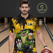 Load image into Gallery viewer, Custom Beer Alligator Bowling Jersey for Men Bowling Polo &amp; 1/4 Zip Bowling Team Shirts HNT271