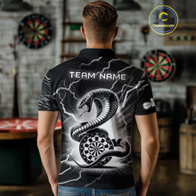 Load image into Gallery viewer, Custom Men's Dart Shirt – Black &amp; White Lightning Cobra Design – Personalized Dart Team Jersey TDM3882
