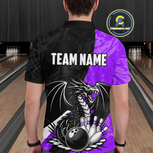 Load image into Gallery viewer, Custom Purple Dragon Bowling Men Shirts Bowling Uniform Polo &amp; 1/4 Zip Bowling Team Jerseys HNT103