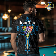 Load image into Gallery viewer, Custom Blue Baroque Pattern Ball Pool Billiard Shirts for Men Team Polo &amp; 1/4 Zip Shirts NNT60