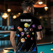 Load image into Gallery viewer, Personalized Black Blue 3D Pool Balls Billiard Shirts For Men Custom Team 8 Ball Billiard Jerseys TDM3575