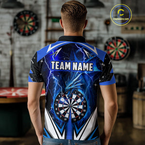 Blue Darts Jerseys Custom Thunder Lightning Dragon Dart Shirt Team Polo & Quarter Zip For Men TDM4314