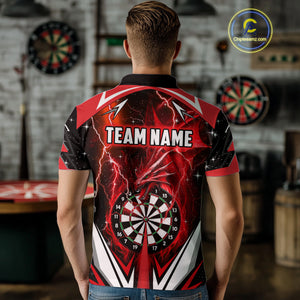 Red Darts Jerseys Custom Thunder Lightning Dragon Dart Shirt Team Polo & Quarter Zip For Men TDM4315