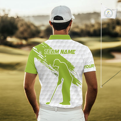 Green and White golf ball pattern Mens golf polo shirts custom team name mens golf clothes NQS9974