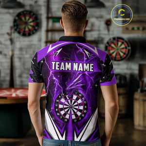 Purple Darts Jerseys Custom Thunder Lightning Dragon Dart Shirt Team Polo & Quarter Zip For Men TDM4316