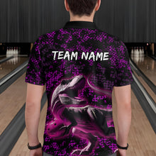 Load image into Gallery viewer, Custom Purple Bowling Shirt Dinosaur Bowling Jersey Quarter Zip Bowling League QZT632
