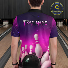Load image into Gallery viewer, Purple Galaxy Bowling Shirts for Men Women Custom Team Bowling Jersey for Bowlers MBL125
