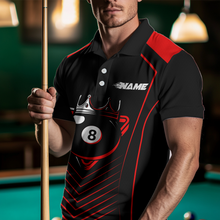Load image into Gallery viewer, Customized Red 8 Ball Pool Crown Men&#39;s Billiard Shirts, Billiard Team Shirts Polo &amp; 1/4 Zip Shirts NNT37