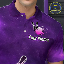 Load image into Gallery viewer, Purple Neon Bowling Shirts for Women Men Custom Team Bowling Polo &amp; Quarter Zip MBL127